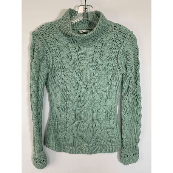 Harold's Women's Cable Knit Mock Neck Long Sleeve Pullover Sweater Mint Green XS - Picture 1 of 5